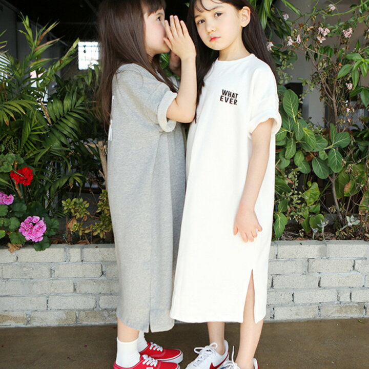 楽天市場 ワンピース 子供服 女の子 トレーナー ロングワンピース スウェット 半袖 キッズ服 韓国風子供服 カジュアル 110cm 1cm 130cm 140cm 150cm 子供服 アイ