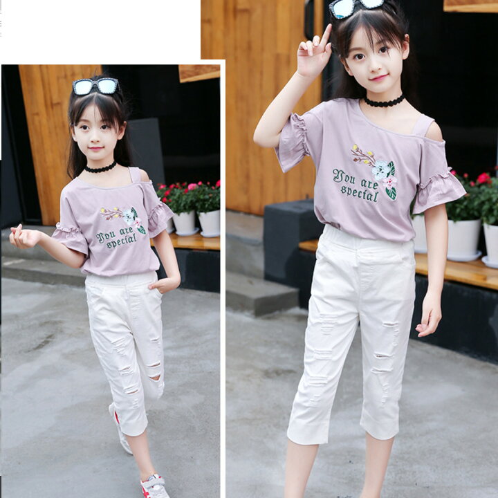 楽天市場】Tシャツ オフショルダー ワンショルダー 子供服 フリル袖 