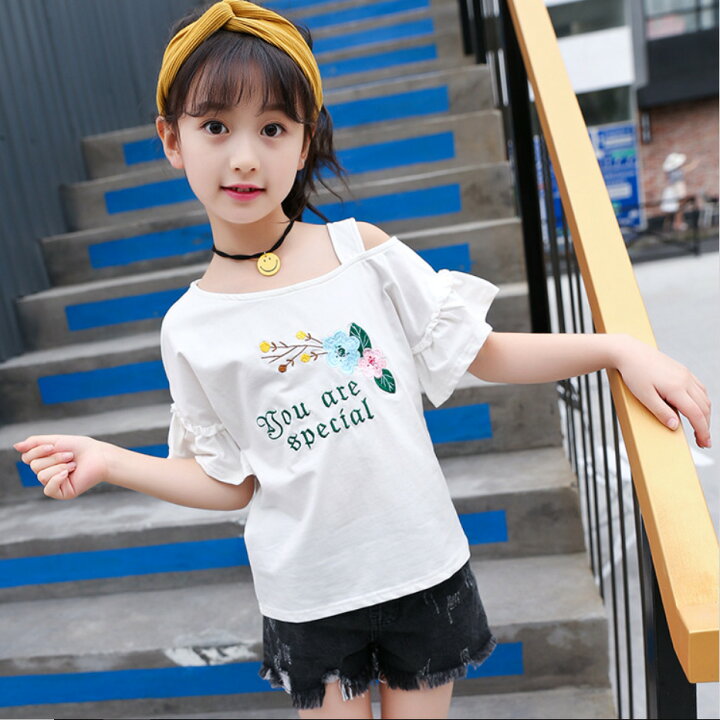 楽天市場】Tシャツ オフショルダー ワンショルダー 子供服 フリル袖 