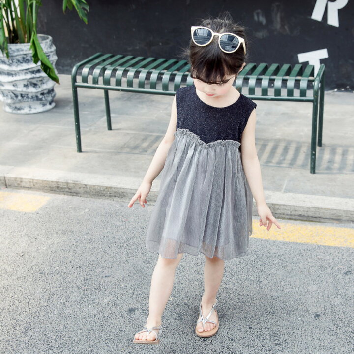 楽天市場 ワンピース ドッキングワンピース 子供服 女の子 切り替えワンピース コーデ風 ノースリーブ キッズ服 夏 カジュアル ドレスワンピース チュールスカート 80 90 100 110 1 子供服 アイ
