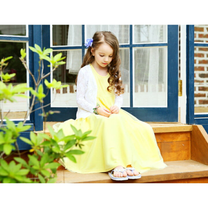 楽天市場 ワンピース マキシワンピース ロングワンピース 子供服 リゾートワンピース ノースリーブ ドレス チュールワンピース 無地 女の子 キッズ 夏 海 ビーチ イエロー パープル 100 110 1 130 140 150 160 170 子供服 アイ