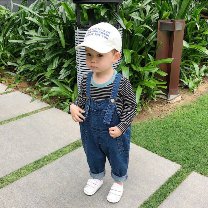 楽天市場 オーバーオール 子供服 ストレッチ入り デニムオーバーオール 女の子 男の子 キッズ ベビー サロペット オールインワン 仮装 ミニオンコーデ シンプル パンツ 73cm 80cm 90cm 100cm 110cm 子供服 アイ