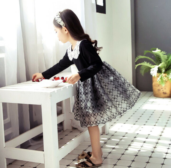楽天市場 ワンピース 子供服ワンピース 女の子 長袖 フォーマル フレアワンピース キッズ フォーマルドレス 韓国風子供服 ブラック チュールスカート入学式 入園式 卒園式 発表会 誕生日会 結婚式 春 秋 冬 100 110 1 130 140 子供服 アイ