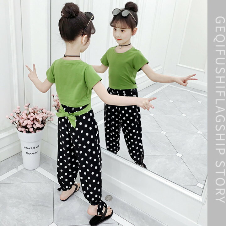 楽天市場 Tシャツ 女の子 子供服 半袖 トップス ブラウス 夏 キッズ服 グリーン ブラック 緑色 黒色 シンプル 無地 110cm 1cm 130cm 140cm 150cm 160cm 子供服 アイ