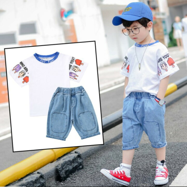 楽天市場】デニムパンツセット 2点セットアップ Tシャツ プリント柄 