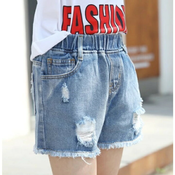 楽天市場 パンツ ショートパンツ デニムパンツ ガールズ 子供服 女の子 ダメージ加工 半ズボン キッズ服 100 110 1 130 140 150 160 170 子供服 アイ