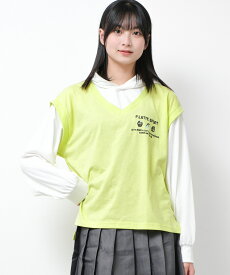 【2点までメール便対象】PINK latte SPORT レイヤード風ロングTシャツパーカー トップス ロンT 長袖 子供服 女の子 小学生 中学生 ファッション ガールズ キッズ ジュニア 大人っぽい ダンス 130cm 140cm 150cm 160cm