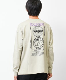 【送料無料】【2点までメール便対象】RE.CLOTHINGバックプリントロングTシャツ トップス 長袖 ゆったり ビッグシルエット 子供服 男の子 小学生 中学生 ファッション キッズ ジュニア 韓国 大人っぽい ダンス 130cm 140cm 150cm 160cm 170cm