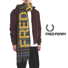 フレッドペリー FRED PERRY マフラー オーバーサイズ ブランド タータン スカーフ Oversized Branded Tartan Scarf C4142 Q58(SILVBL / CHROMEYEL) ［C］【GHOF】