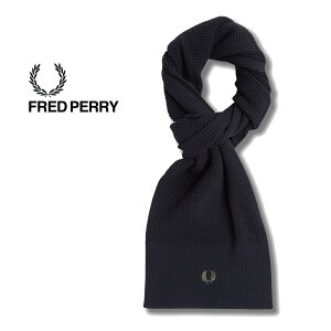 4������I�ő�S�z�|�C���g�Ҍ����v�G���g���[ �t���b�h�y���[ FRED PERRY �}�t���[ ���b�t�� �j�b�g �X�J�[�t Waffle Knit Scarf �u���b�N C8150 102�mC�n�yGIFO�z