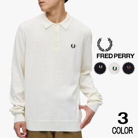 ＼4/25限定★抽選で2人に1人最大100%ポイントバック★要エントリー／フレッドペリー FRED PERRY クラシック ニット ロング スリーブ シャツ Classic Knitted Long sleeve Shirt K4535 198（ブラック）560（エクリュ）795（ネイビー）［WA］【GHFO】