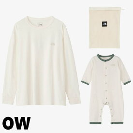 子供 ノースフェイス THE NORTH FACE CR ロングスリーブ ティー アンド ベビー ロンパース セット CR L/S Tee ＆ Baby Rompers Set NTM82301 OW(オフホワイト) DS(ダークセージ)［WA］【GHON】