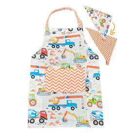 【メール便送料無料】キッズエプロン 三角巾2点セット100-140cmサイズ綿100％ 後ろの部分がゴムタイプ こどもエプロン 子供エプロン 幼児 小学生 女の子 男の子 調理実習 幼稚園 料理教室 おしゃれ ギフト プレゼント かわいい 小学校 給食用