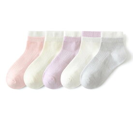 靴下 夏用【メール便送料無料】22-24cm(12歳～) 子供用ショートソックス5足組 女の子 アンクルソックス おしゃれ かわいい ジュニアくつした 通園通学靴下 子供服 春夏
