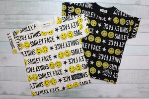 1000円 ポッキリ ニコちゃん 半袖 Tシャツ スマイリーフェイス 110cm 120cm 130cm 綿100% ゆったり 総柄 子供服 女の子 男の子 夏 キッズ かっこいい トップス カジュアル ユニセックス カットソー s