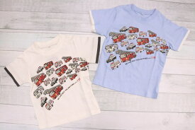 1000円 ポッキリ 働く車 半袖 Tシャツ 100cm 110cm 120cm 130cm 消防車 救急車 レイヤード 綿100％ 救急車両 かっこいい 重ね着風 トップス キッズ 子供服 男の子 夏 プリント 車 ボーイズ