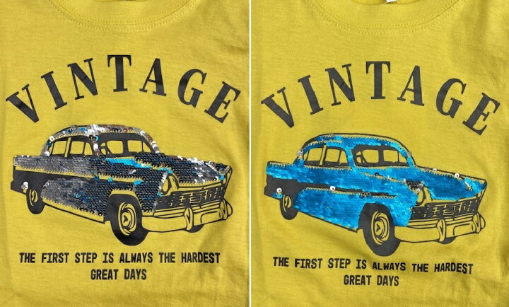 楽天市場】車 長袖Tシャツ 100cm 110cm 120cm 130cm 綿100% 変色スパンコール 自動車 クラシックカー 色が変わる キラキラ  イエロー グレー かっこいい 子供服 男の子 春 キッズ ボーイズ アメ車 昭和レトロ ラインストーン 働く車 ロンT ロンティー 子供 ボーイ :  日本橋 ...
