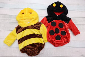 着ぐるみ ロンパース 70cm 80cm ハチ てんとうむし 羽 触覚 フード付き ハロウィン 衣装 コスチューム なりきり 可愛い スナップボタン ベビー 男女兼用 ユニセックス 女の子 男の子 ガールズ