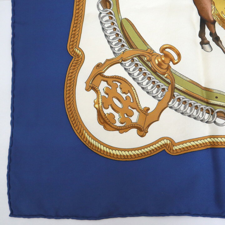 楽天市場】【HERMES】エルメス カレ90 乗馬風景 シルク ブルー【中古  