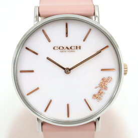 【COACH】コーチ 腕時計 シルバー×ピンク レザーベルト 【中古】【代金引換不可】/kt00081ik