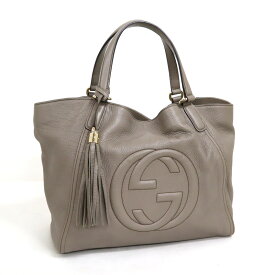 【GUCCI】グッチ ソーホー トートバッグ インターロッキングG レザー グレージュ×ゴールド金具 282309【中古】【代金引換不可】/tm07746ar