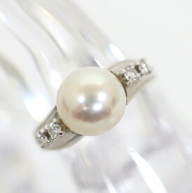 【TASAKI】タサキ Pt900 パール ダイヤモンド デザイン リング プラチナ D:0.07ct 5.3g 6号【中古】【代金引換不可】/hm10924tg