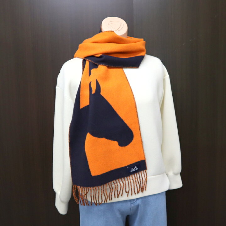 楽天市場】【HERMWS】エルメス マフラー ラブストーリー 馬柄 オレンジ  