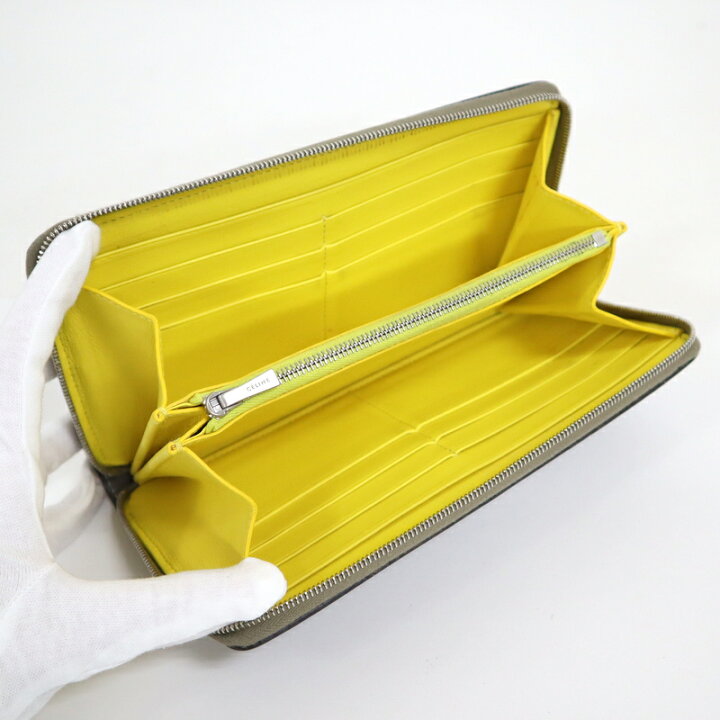 CELINE】セリーヌ 長財布 F GA 1187 グレーxイエロー【中古】【代金 
