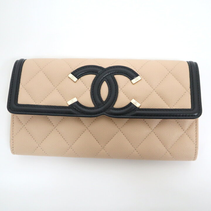 楽天市場】【CHANEL】シャネル CCフィリグリー 二つ折り長財布 