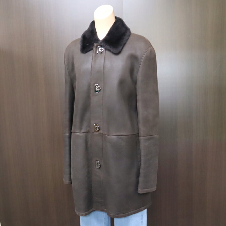 楽天市場】【Salvatore Ferragamo】フェラガモ レザーコート 内ボア 前 