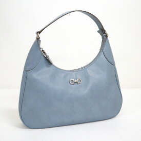 【S.Ferragamo】サルヴァトーレフェラガモ ハンドバッグ ガンチーニ ブルー レザー AU-21 B640【中古】【代金引換不可】/md17767ik