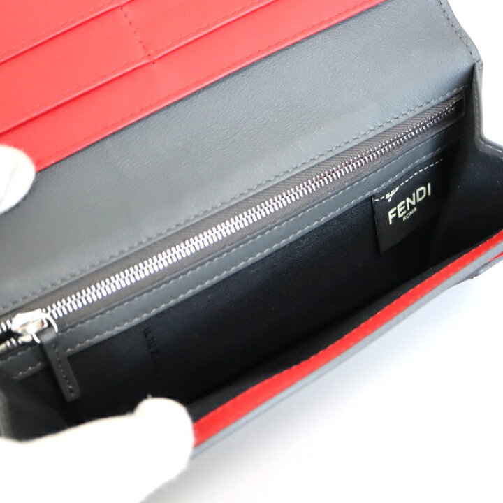 楽天市場】【FENDI】フェンディ 二つ折り長財布 レザー グレー  