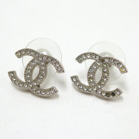 【CHANEL】シャネル ピアス ココマーク×ラインストーン シルバー A11A【中古】【代金引換不可】/br6726ng