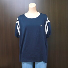 【CELINE】セリーヌ 半袖Tシャツ ストライプ トリオンフ ネイビー×ホワイト コットン100% XLサイズ C469747 2426【中古】【代金引換不可】/kt13794kw
