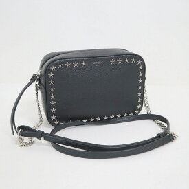 【JIMMY CHOO】ジミーチュウ ペガシ カメラバッグ スタースタッズ グレインレザー ブラック【中古】【代金引換不可】/kt14792tm