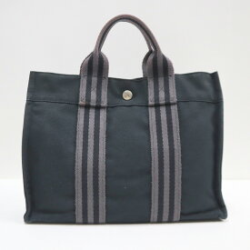 【HERMES】エルメス フールトゥPM トートバッグ ブラック コットン100%【中古】【代金引換不可】/kt16062ik