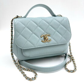 【CHANEL】シャネル マトラッセアフィニティスモール2WAYバッグ ライトブルー×金具 キャビアスキン A93749【中古】【代金引換不可】/kt15761md