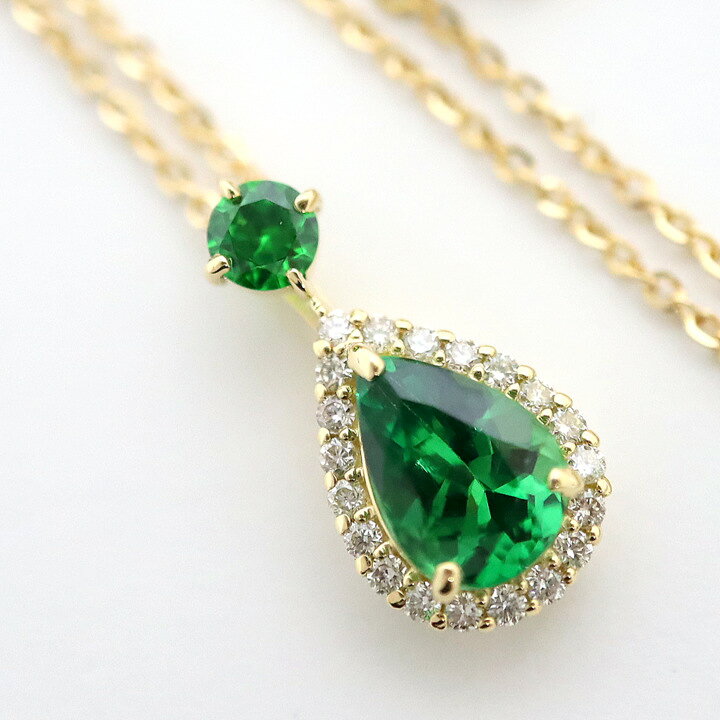楽天市場】【Jewelry】K18YG グリーンガーネットダイヤ ネックレス GG  