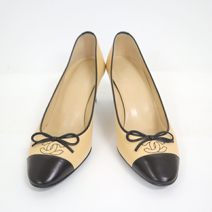 楽天市場】【CHANEL】シャネル ココマーク リボン バイカラー パンプス  