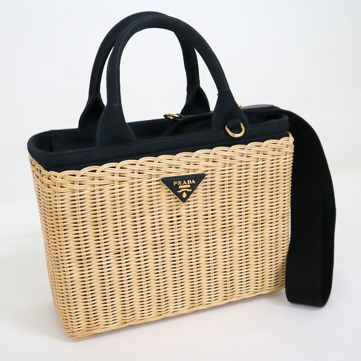 楽天市場】【PRADA】プラダ ウィッカー カナパ かごバッグ ナチュラル  