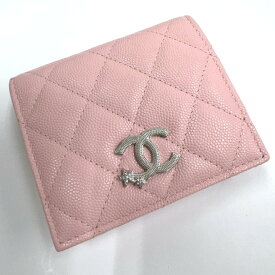 【CHANEL】シャネル スモールフラップウォレット スター×CC キャビアスキン ピンク×シルバー金具 AP4809【中古】【代金引換不可】/br6226kt