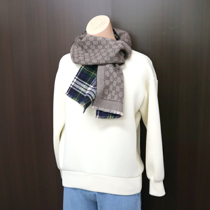 楽天市場】【GUCCI】グッチ リバーシブル マフラー GGウール ベージュ  
