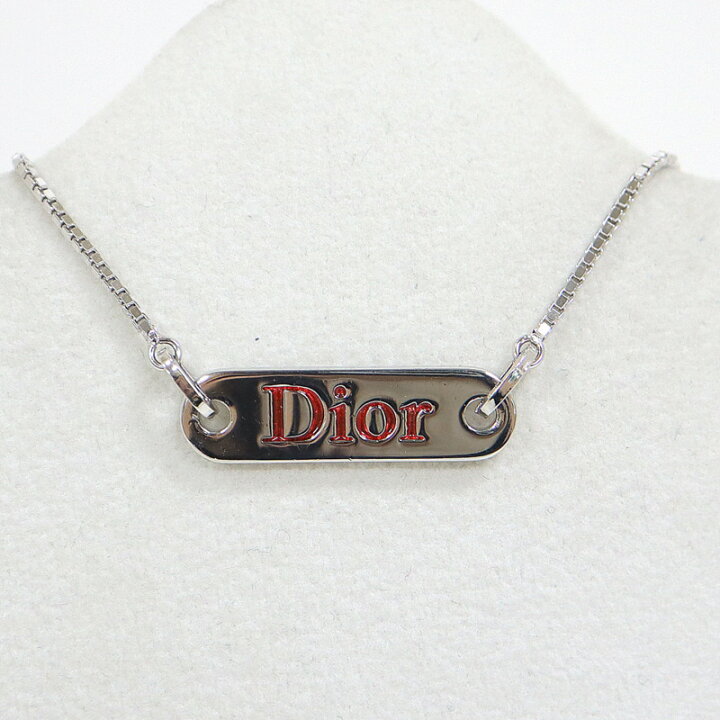 楽天市場】【Dior】ディオール ロゴプレートネックレス シルバー 