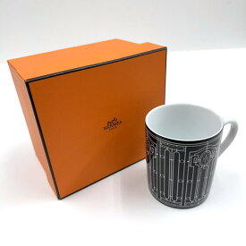 【HERMES】エルメス No2 Hデコ マグカップ ブラック ポーセリン【中古】【代金引換不可】/md19238ik