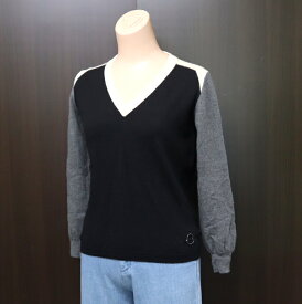 【MONCLER】モンクレール Vネックニット MAGLIONE TRICOT SCOLLO #S ウール マルチカラー【中古】【代金引換不可】/br4433ar