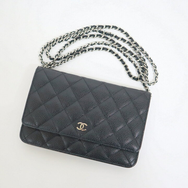 楽天市場】【CHANEL】シャネル チェーンウォレット ブラック×シルバー  