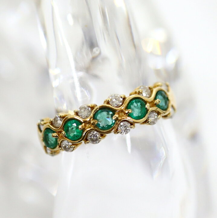 楽天市場】【Jewelry】K18 エメラルド×メレダイヤリング D0.32ct E0  