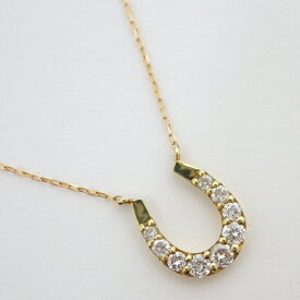 【Jewelry】ホースシューネックレス 馬蹄 イエローゴールド K18 D0.20ct 0.9g【中古】【代金引換不可】/hm11283tm