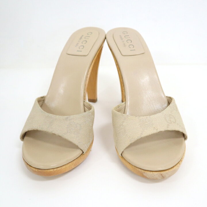 楽天市場】【GUCCI】グッチ ミュール GGキャンバス ベージュ 35 1/2 
