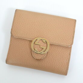 【GUCCI】グッチ 2つ折り財布 インターロッキングG アウトレット レザー ベージュ【中古】【代金引換不可】/ko01479ar